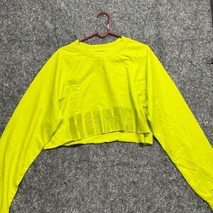 Human Nation Shirt Women Size 5 Large Yellow Long Sleeve Cropped Bright